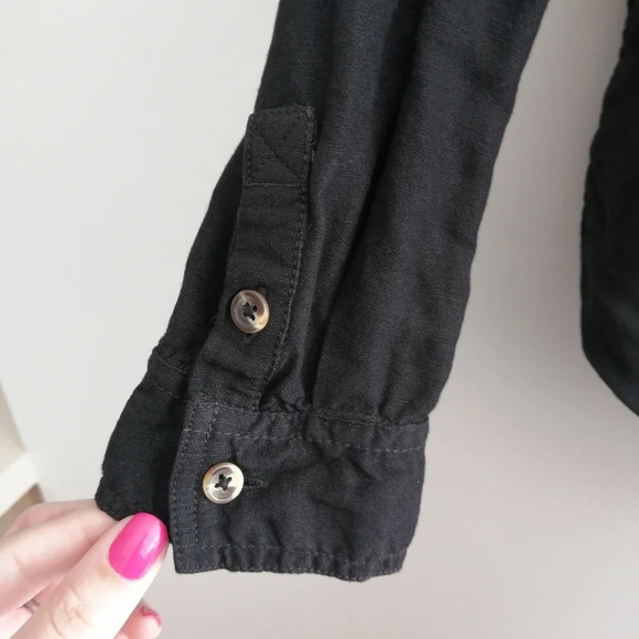 Anthropologie Pilcro Ruffled Placket Linen Blend Button Up Shirt Small - Picture 7 of 16